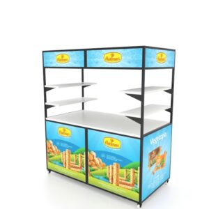 hanamori (profold) foldable food cart with roof | portable retail display stall with lockable storage | easy setup without tools