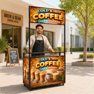 hanamori premium coffee cart (foldable | with storage | lit | pre designed artwork) – 3×7