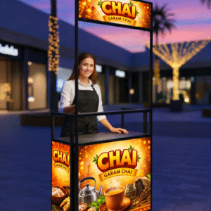 premium chai cart (with storage | lit | pre designed artwork) – 3×7