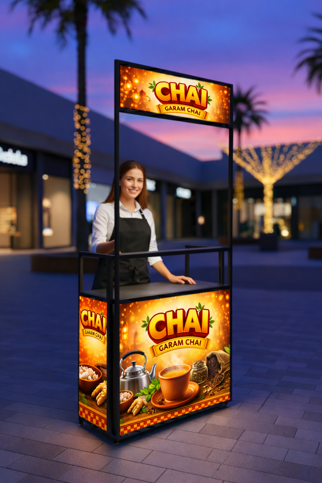 premium chai cart (with storage | lit | pre designed artwork) – 3×7 premium chai cart (with storage | lit | pre designed artwork) – 3×7