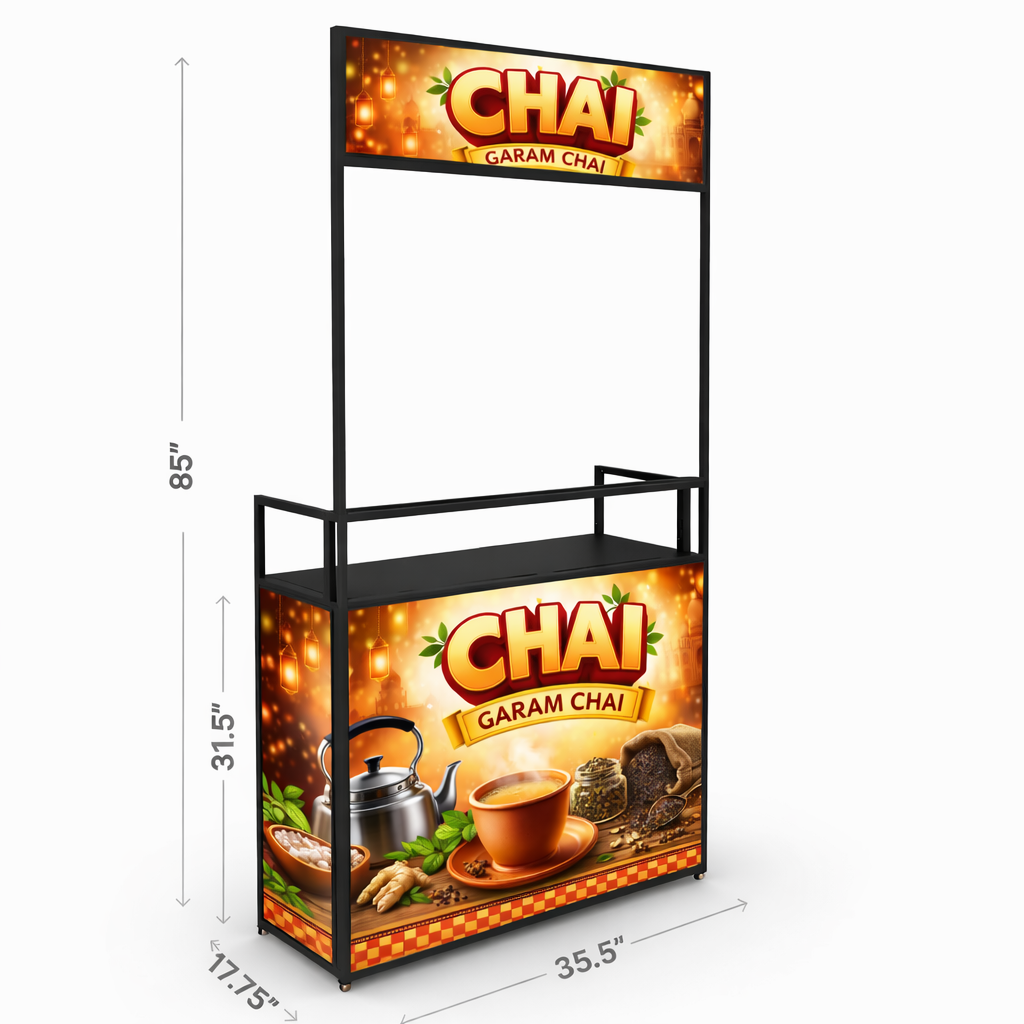 premium chai cart (with storage | lit | pre designed artwork) – 3×7 premium chai cart (with storage | lit | pre designed artwork) – 3×7