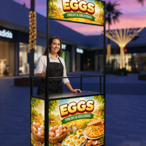 hanamori premium foldable egg cart (with storage | lit | pre designed artwork) – 3×7